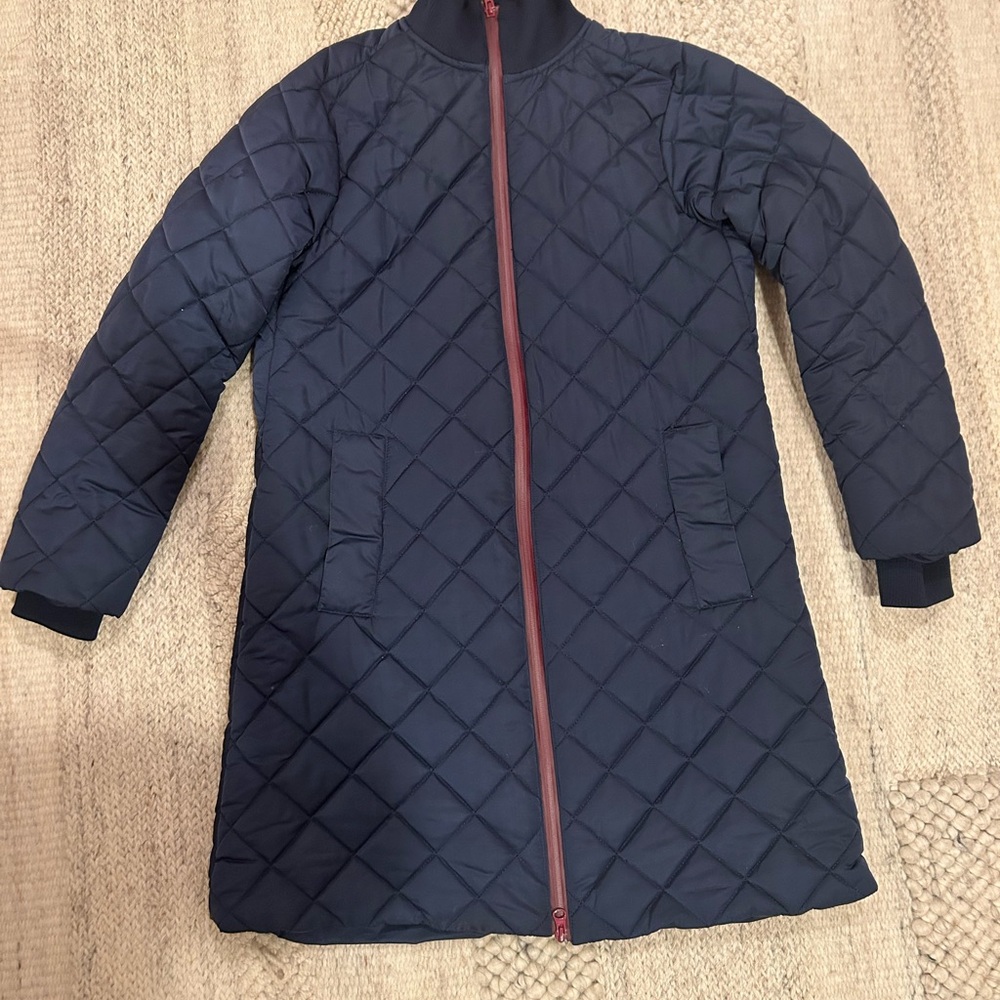 Ganni Navy Blue Quilted Puffer Coat
